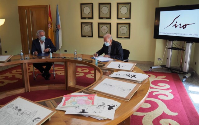 Siro López doa ao Parlamento de Galicia a súa colección de caricatura política