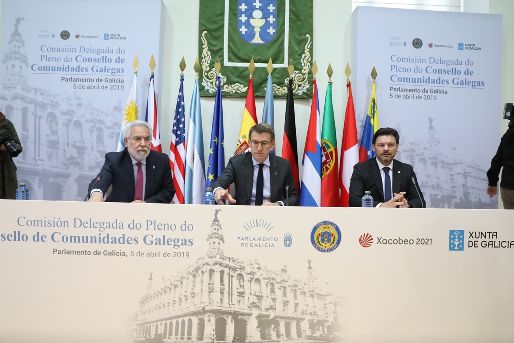 Foto da noticia:O presidente do Parlamento destaca o potencial da emigración como “rede de proxección para Galicia e para España”